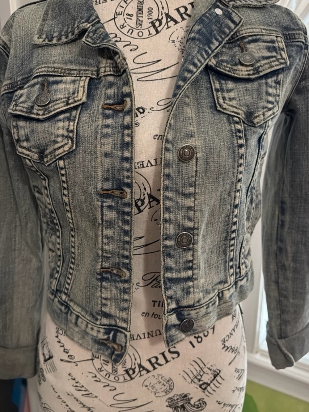 Hollister Light Blue Washed Cropped Denim Jacket